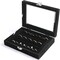 Rings & Earrings Organizer Tray with Clear Lid – 7-Slot Velvet Jewelry Display Drawer for Rings, Earrings, Brooches – Jewelry Storage Box Gift for Women & Girls (Black)